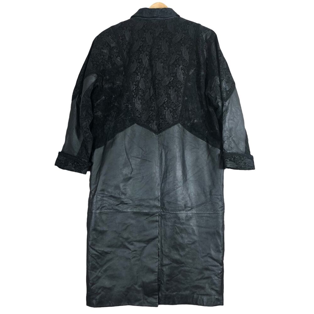 Wilsons Leather Black Mixed Media Long Coat Vinta… - image 2